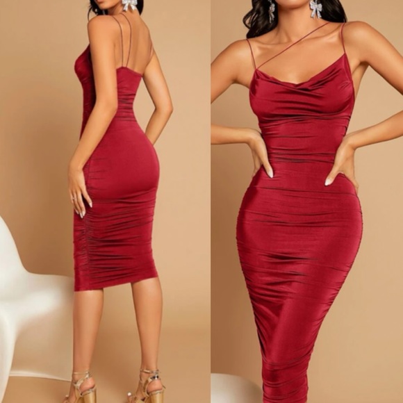 Luxe draped front party holidays dress - Picture 13 of 16